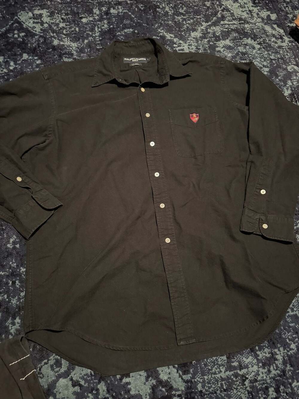 Ralph Lauren Golf Tilden Long Sleeve Button-Down Shirt Size L Black Crest